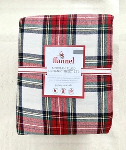 Pottery barn Kids Holiday Morgan PLAID ORGANIC Flannel Twin Sheet Set Christmas - Picture 1 of 3