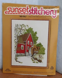 Vintage Sunset Stitchery Crewel Embroidery Kit Red Mill 1978 #2480 - Picture 1 of 3