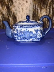 Victoria Ware ~ Heavy English Ironstone Flow Blue Teapot with Lid - Picture 1 of 23