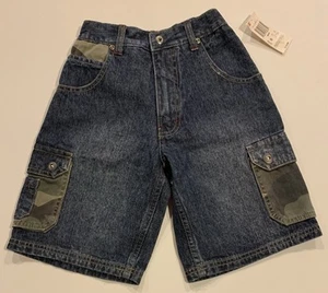 Vintage NWT Route 66 Boy’s Jean Shorts Y2K Size 5 Denim with camo trim - Picture 1 of 10
