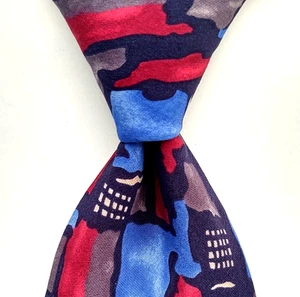 Corbata TIE RACK Para Hombre 100% Seda ITALIA Abstracta Azul Marino/Multi Usada en Excelente Condición - Imagen 1 de 4