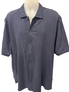Kenneth Cole Navy S/S Waffle Knit Button Front Shirt Size 2XL,XXL - Picture 1 of 3