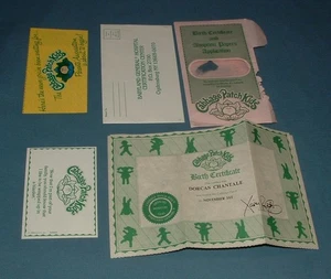 CABBAGE PATCH KIDS; BIRTH CERTIFICATE / DORCAS CHANTALE - COLECO - USED COND. - Picture 1 of 3