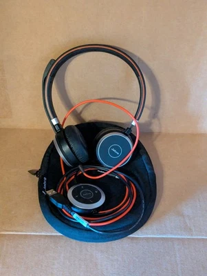 JABRA Evolve 40 Wired Headset HSC017 With USB Adapter ENC010 & Bag - WORKS - Image 1 of 4
