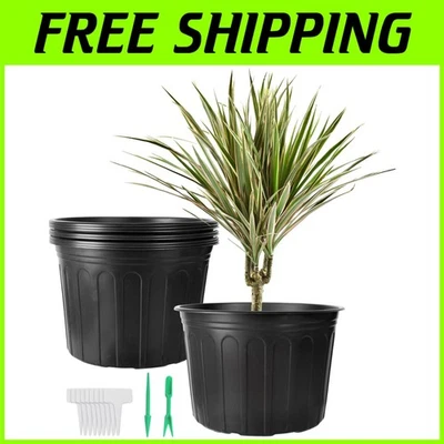 Paquete de 12 macetas de plástico blando de 5 galones con etiquetas para plantas y herramientas de trasplante Foto 1 de 4