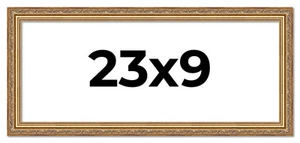 23x9 Frame Gold Solid Wood Picture Frame Width 1.25 Inches | Interior Frame Dept - Picture 1 of 9