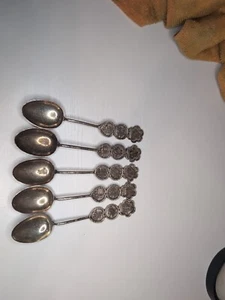 Lot of 5 Chinese Silver Spoons 5" - Picture 1 of 12