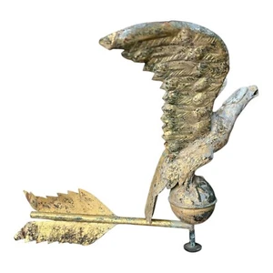 Antique Americana Handmade Rustic Gold Gilt Eagle Weathervane - Picture 1 of 15