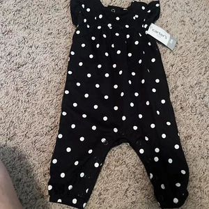 Baby Girls CARTERS One-Piece Sleeveless Black Polka Dot Romper Outfit-SZ 3 Month - Picture 1 of 6