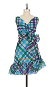 Rare! 2 $560 Anthropologie Anna Sui Silk Plaid "Willcox Dress" Made in USA - Picture 1 of 9