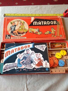 VINTAGE BOXED BUILDING TOY KORBULY MATADOR SET 2 WOODEN CONTRUCTION NOT MECCANO - Picture 1 of 5