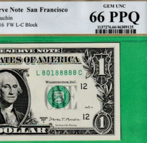 $1 Federal Reserve note LUCKY 8's Serial Numbers ** 80188888 ** PCGS 66 - Picture 1 of 3