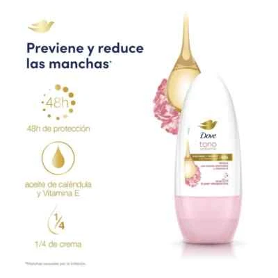 4 x Dove Tono Uniforme Rosas Whitening Deodorant RollOn 48h AntiPerspirant 50m - Image 1 of 4