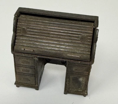 Vintage Durham Industries Doll House Furniture Die Cast Miniature Roll Top Desk - Image 1 of 4