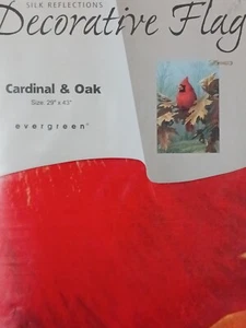 Cardinal and Oak Leaves Standard House Flag by Evergreen, Colorfast , #13848 - Picture 1 of 4