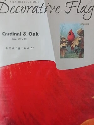 Cardinal and Oak Leaves Standard House Flag by Evergreen, Colorfast , #13848 - Image 1 of 4