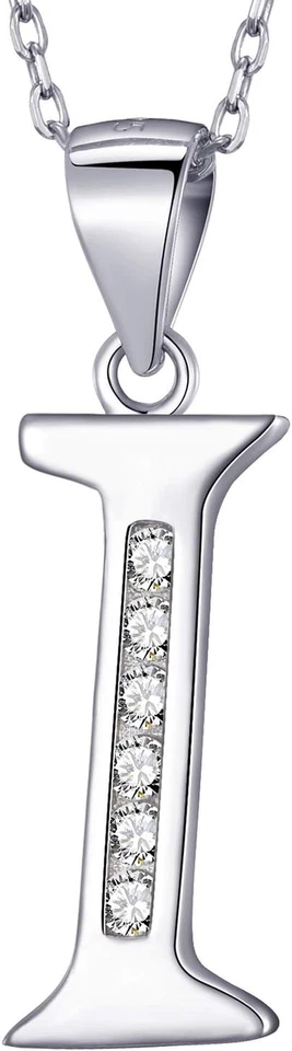 Collana in Argento 925 - Ciondolo Lettera Iniziale Con Pietre Zircone - Iniziali - Immagine 1 di 4