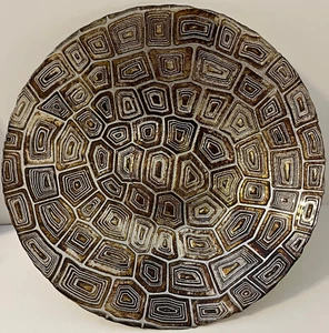 Decorative Bronze Art Deco Unique Glass Serving Dish Approx 11.5" Diameter - Picture 1 of 5