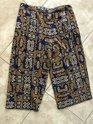  Antropology Cartonnier Cullotes Pants size 10 color blue/ brown EUC 100% Rayon - Image 1 of 4