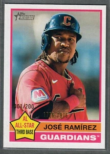 2025 Topps Heritage José Ramírez Bicentenario #/200 Guardianes SP - Imagen 1 de 2