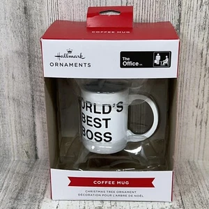 Hallmark 2021 The Office “World’s Best Boss” Coffee Mug Dunder Mifflin Ornament - Picture 1 of 5