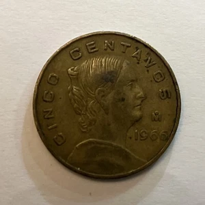 Moneda Cinco Centavos México 1966 Estados Unidos Mexicanos Monedas Dinero #318 - Imagen 1 de 3