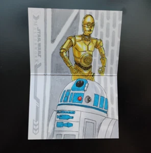 2022 /23 Topps Star Wars Masterwork Sketch Card R2-D2 C-3PO Emre Varlibas 1/1 - Picture 1 of 3
