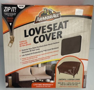 NEW Brown Armor All Patio Furniture UV Protection Zip Loveseat Cover 60"x35"x32" - Picture 1 of 5