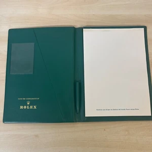 Genuine Rolex Green Notepad Folder Faux Leather With Pad - Excellent Condition - Picture 1 of 12