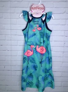 So Girls Size 4 Nightgown Sleepwear & Doll Gown Pajama Dress Blue Green Tropical - Picture 1 of 5