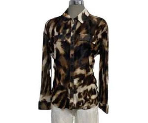 Neu! Gr. L Calvin Klein Damen Bluse Langarm Knopfleiste Animal Print - Bild 1 von 5