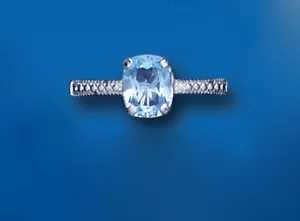 Solitaire Blue Topaz and Diamond Ring Engagement Solid Sterling Silver Ladies - Picture 1 of 1