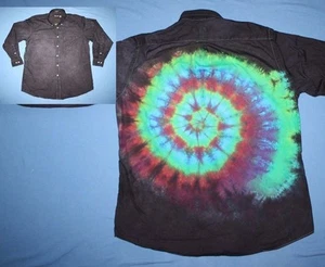 Tie Dye Dress Shirt 16 1/2 33 Mullet: business front party back Black LS - Picture 1 of 5