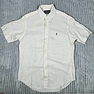 Ralph Lauren Classic Fit Linen Silk Blend Short Sleeve Button Down Shirt Men's M - Picture 1 of 14