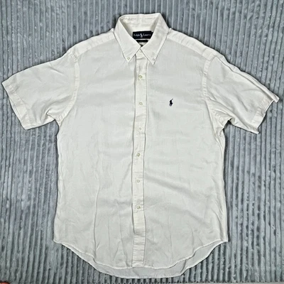Ralph Lauren Classic Fit Linen Silk Blend Short Sleeve Button Down Shirt Men's M - Image 1 of 4
