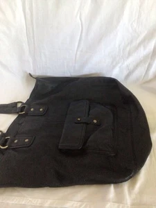 GAP Black LEATHER Large TOTE BAG - Picture 1 of 4