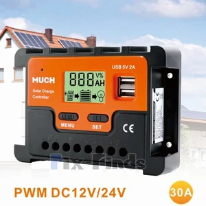 Controlador de carga solar US 30A PWM 12/24V panel solar regulador fotovoltaico LCD doble USB - Imagen 1 de 18