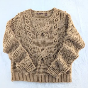 525 America Cable Knit Chunky Sweater Women's Small Caramel Wool/Cashmere Blend - Picture 1 of 8