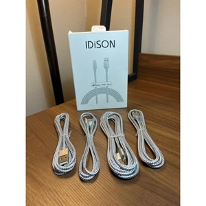 IDiSON Cable 4-Pack Braided Charging Cords 3ft 6ft 6ft 10ft  - Picture 1 of 3