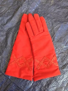 Vtg Fownes Driving Gloves Red Women's Ladies Nylon Spandex Stretch - Picture 1 of 3