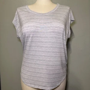 Athleta Cloudlight Stratus Striped Tee T-Shirt Large Heather Gray - Picture 1 of 8