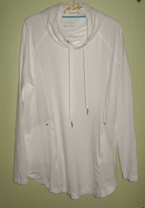 Coolibar Hoodie Lumaleo Pullover Cowl Lg UPF 50+ White NWT $89 Soft Sun Coverup - Picture 1 of 12