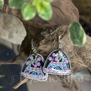 Pendientes Pysanka. Cáscara de avestruz. Huevo de Pascua estilo. Pysanky hecho a mano por Halyna - Imagen 1 de 8