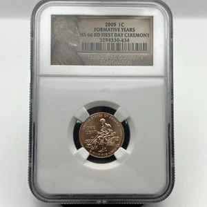 2009-P 1C LINCOLN CENT FIRST DAY CEREMONY NGC MS66 RD FORMATIVE YEARS - Picture 1 of 4