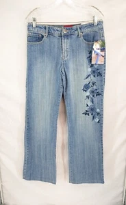 Westport Stretch Denim Jeans Women Light Wash Distress Floral Embroidery Size 6 - Picture 1 of 12
