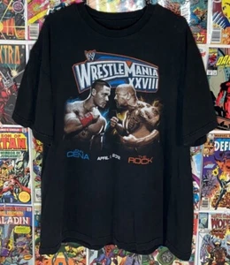 Vintage 2012 WWE XXVIII Wrestling The Rock vs John Cena Tee Shirt Mens XL Black - Picture 1 of 6