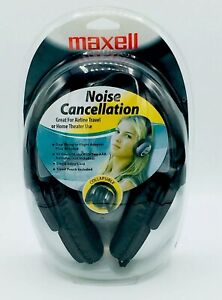 MAXELL 'NOISE CANCELLATION' COLLAPSIBLE AIRLINE TRAVEL & HOME THEATER HEADPHONES