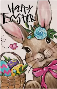 GARDEN FLAG-Happy Easter Bunny & Colorful Eggs Garden Flag - Double-Sided Spring - Picture 1 of 1