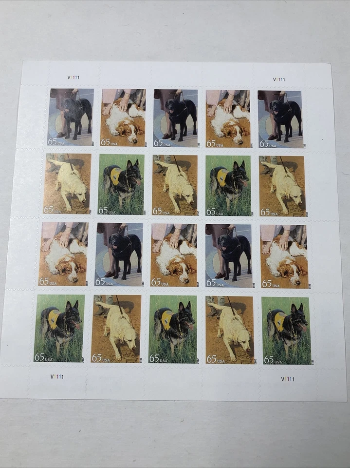 Dogs at Work Sheet of Twenty 65 Cent Postage Stamps Scott 4604-07 - Image 1 of 1