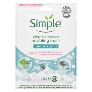5 x Simple Daily Skin Detox Bubbling Deep Cleanse Sheet Mask - Picture 1 of 6